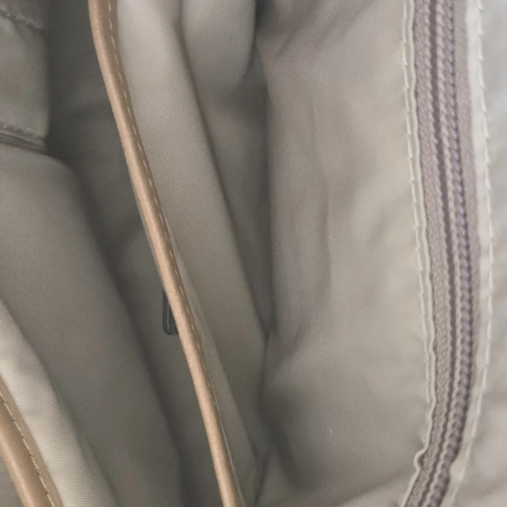 New! Tumi Verona Double Zip Satchel Villa Bag Purse SAND COATED Twill - Picture 11 of 14